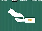 Gameplay screenshot of Maze 4: Pinball Challenge showing a ball navigating a difficult course with spinning blades and gun-turrets