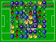 Screenshot of Three Match free online game showing a grid of colorful jewels on PlayArcadeHub