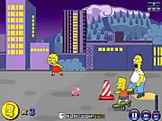 The Simpsons Bart's Big Prank free online game screenshot of Bart running from Homer