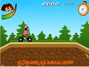 Dora ATV Challenge free online game, Dora the Explorer driving ATV over hills, kids physics racing game
