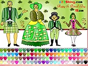 Saint Patrick's Day coloring free online game with family in traditional costumes