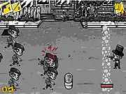 Play Zombie Hero free online action game; gun shop owner fighting zombies; build barriers and upgrade guns to survive the horde on PlayArcadeHub