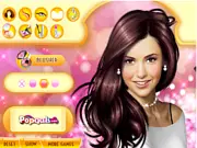 Nina Dobrev Makeup free online game screenshot, showing the celebrity with a new hairstyle, jewelry, and perfectly applied cosmetics.