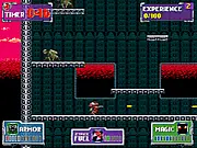 The hero character using a magic steel sword to fight a group of red robots in the action game Magic Steel.