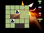 Screenshot of Halloween Mind Match puzzle game showing a grid of face-down tiles and a few flipped-over Halloween themed tiles