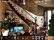Screenshot from Luxury House Hidden Objects game showing a cluttered, luxurious living room with several everyday items circled, representing the objects to find
