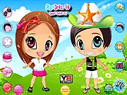 My Best Friend Dress Up free online fashion game screenshot, showing a cute couple wearing stylish, colourful clothes and accessories.