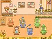 Hair Beauty Salon free online game - Stylist Sandy cutting a customer's hair in a brightly lit salon