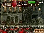 Metal Slug Zombies Revenge online game screenshot, character shooting a horde of incoming zombies, free arcade shooter
