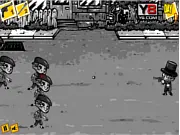 Zombie Hero Game action screenshot with George Thompson shooting, free online defense game