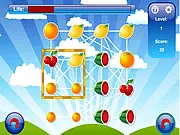 Fruits Tweensoft online puzzle game showing a grid filled with various fruits like apples, oranges, and bananas, ready to be rotated