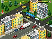 Screenshot of Car Color Collector 2, a top-down arcade game showing a vehicle collecting colored paint to spray cars, free online game