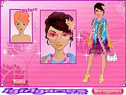 New York Beauty Studio dress up game showing a stylish girl with makeup and a beautiful dress, ready for a photoshoot