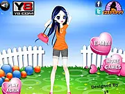 A slender female character being dressed up in various clothes and accessories in the free online game Slim Cutie Dress Up