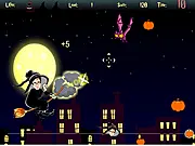 Harry Potter Ghost Hunter free online game screenshot of Harry avoiding an obstacle and shooting a ghost