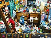 Screenshot of Messy Room, a hidden objects game scene full of scattered items, PlayArcadeHub