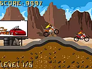 Dirty Bike Racers free online game screen, dirt bike racing through a backyard track, competitive motorcycle race game