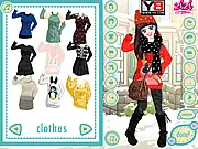 Winter Wonder Dress Up free online game screen, model wearing a cozy and stylish winter outfit, play free fashion game