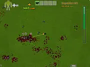 Screenshot of the Zombie Carnage online game showing the player character shooting a wave of oncoming zombies with a high-powered rifle