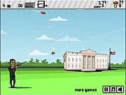 Obama Skeet Shooting free online arcade game screenshot, shooting clay pigeons and large targets, upgrade shop shooter game