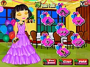 Dora Fashion Party Dress Up game screenshot, play free Dora online game, kids fashion makeover game