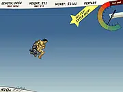 Man flying through history on a rocket-powered toilet in the free upgrade game Rocket Toilet 2