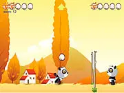 Panda & Eggs online game screenshot, a cartoon panda balancing a large stack of eggs, free physics and balancing challenge game