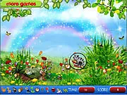 Screenshot of Magic Garden Hidden Objects online game showing a lush fantasy garden scene with a list of hidden items to find.
