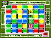 Bugs N Bugs 2-player puzzle game screenshot, colored boxes and bug characters on a board, strategic free online game