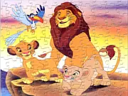 The Lion King Sort My Jigsaw free online puzzle game screenshot, Mufasa, Simba, Nala, and Zazu on PlayArcadeHub