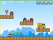 Screenshot of Parking Hooligan free online driving game, showing a car wrecking into another vehicle in a parking lot.