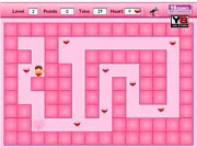 Happy Valentines Day Maze Game free online puzzle game collecting hearts and finding the gift box on PlayArcadeHub