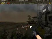 Brave Soldier Defense game screenshot, play free online army base defense and shooter game on PlayArcadeHub