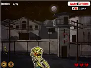 The Walkin' Dead: Prison Siege game screen showing a gun sight aimed at a group of zombies attacking inside a prison environment, ready to play free online