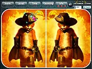 Puss in Boots Spot the Difference free online game with the adventurous animated cat
