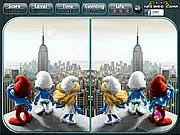 The Smurfs Spot the Difference free online puzzle game. Find differences in pictures of Papa Smurf and Smurfette in Smurf Village.