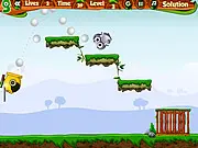 Lost Animals Physics Puzzle game screenshot, play free online cannon and trajectory puzzle game on PlayArcadeHub