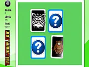 Thumbnail for Animals Memory Challenge free game, showing a grid of flipped cards with cute animal pictures like a monkey, elephant, and tiger.