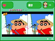 Crayon Shin-chan Differences free online puzzle game, spotting differences between two cartoon pictures on PlayArcadeHub