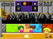 A cartoon basketball player about to perform an epic slam dunk in the competitive free online game Basketball Heroes.