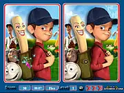 Screenshot of Everyone's Hero Spot the Difference game, showing two similar images from the animated movie side-by-side with a timer and score counter. Free online picture puzzle.