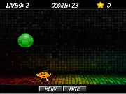 Dodge Survival arcade game screenshot, main character dodging colored balls and collecting stars, free online high score game