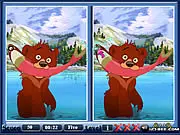 Brother Bear Spot the Difference game screenshot showing Koda and Kenai in a nature scene, side-by-side for comparison.