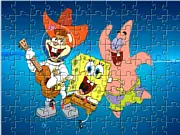 SpongeBob Musical Friends Jigsaw Puzzle game featuring SpongeBob, Patrick, and Sandy playing guitar online free