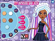 Monster High Abbey Dress Up and Make Up game showing Abbey Bominable in a stylish, customizable outfit