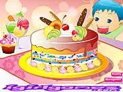 Playing Yummy Cake Cooking, a free online game where kids design and decorate a sweet and attractive cake with various toppings.