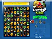 Angry Birds Space Matching free online game, colorful bird characters in a match-3 grid