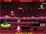 Gifting Santa free online Christmas game, cartoon Santa Claus delivering presents in the snow