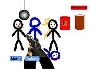 Screenshot of 3D Guns Flash Shooter Online, showing a first-person view of a classic-style weapon model against a simple 2D or 3D environment backdrop.