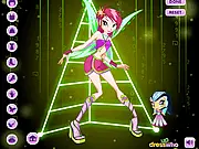 Winx Club fairy Tecna in a stylish outfit, Clever And Cute free online dress up game screenshot, Tecna fashion makeover on PlayArcadeHub